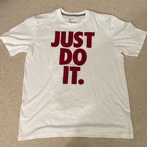 Nike White Tee with Red 'Just Do It' Print